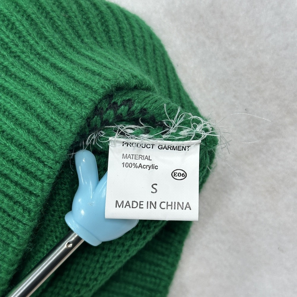 Women's Christmas Snowman Sweater Sz Small Green Buffalo Plaid 3D Pom Pom - Picture 6 of 9